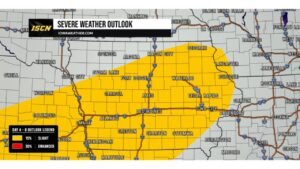 Iowa Faces Slight Risk Severe Weather Sunday May 17 With 15 Percent Chance of Storms From Sioux City and Fort Dodge Through Des Moines, Cedar Rapids and Davenport