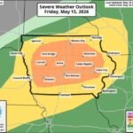 Iowa Faces an Enhanced Risk Level 3 With Hurricane-Force Winds, Very Large Hail and Embedded Tornadoes Near Des Moines, Cedar Rapids, Ames and Fort Dodge Friday May 15