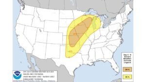 Kansas, Iowa, Illinois and Wisconsin Face a 30% Outbreak Risk With EF2 to EF3 Tornadoes, Very Large Hail and Damaging Winds Possible From Oklahoma to Wisconsin Monday May 18