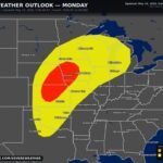 Kansas, Nebraska, Iowa, Illinois and Michigan Face a Possible Severe Weather Outbreak With Strong Tornadoes, Very Large Hail and Damaging Winds Near Omaha, Kansas City and Des Moines Monday May 18
