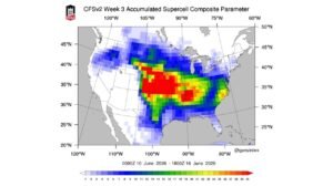 Kansas, Oklahoma, Nebraska and Missouri Face Explosive Supercell Threat as Week 3 Composite Parameter Lights Up June 10 to 16