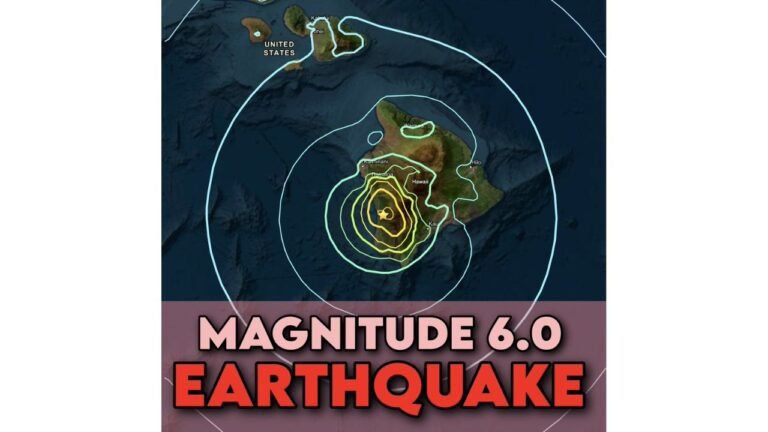 Magnitude 6.0 Earthquake Strikes the Big Island of Hawaii at 9:46 PM Friday at a Shallow Depth of 14 Miles Caused by Lithospheric Flexure With No Volcanic Eruption Risk