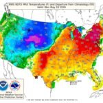 Maryland, Virginia, Pennsylvania and New England Face Record Challenging Mid 90s Heat Monday May 18 Spreading to New England by Tuesday With Major Heat Risk for Mid-Atlantic Cities