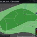 Illinois, Indiana, Ohio and Missouri Face Scattered Damaging Wind Gusts and Large Hail Monday With Widespread Storms and Isolated Tornado Possible Overnight