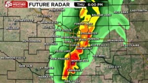 Minnesota Faces a 5-Day Storm Stretch With Strong T-Storms Near Minneapolis, St. Paul and Northfield Thursday After 4 PM Bringing Gusty Winds, Hail and Heavy Downpours Through Monday