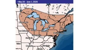 Minnesota, Illinois, Indiana, Ohio, New York, and New England Get a Rare Dry Break From May 28 Through June 1 After One of the Wettest Springs on Record Across the Midwest and Northeast
