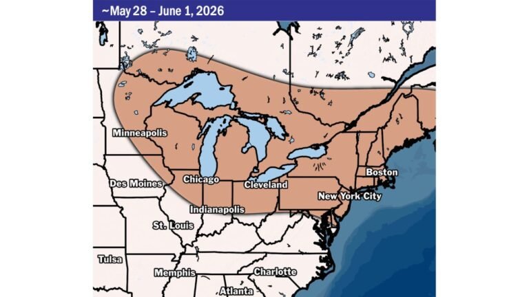 Minnesota, Illinois, Indiana, Ohio, New York, and New England Get a Rare Dry Break From May 28 Through June 1 After One of the Wettest Springs on Record Across the Midwest and Northeast