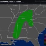 Mississippi, Alabama, Tennessee, and Kentucky Face Tornado Threat Between 2 PM and 7 PM Friday May 22 Targeting Jackson, Mobile, Birmingham, Nashville, Louisville, and Lexington
