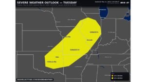 Missouri, Kansas, Oklahoma and Illinois Face Damaging Winds, Large Hail and Tornadoes Near Kansas City, St. Louis, Tulsa and Oklahoma City as a 5-Day Severe Weather Stretch Continues Tuesday May 19