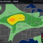 Nebraska, Iowa and Kansas Face an Enhanced Risk With 2 to 3 Inch Hail, Tornadoes and Damaging Winds Near Kearney, Omaha, Sioux Falls and Des Moines Saturday May 16 Today