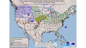 Nebraska, Kansas and Iowa Face Severe Storms With Large Hail, Damaging Winds and Tornadoes Near Kearney, Grand Island, Sioux Falls and Wichita Saturday May 16 This Afternoon and Evening