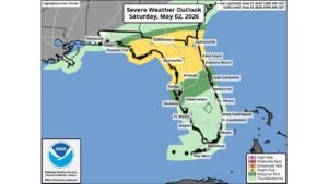 Northern Florida and Southern Georgia Face Slight Risk of Damaging Winds, Large Hail and Tornadoes This Saturday as Cold Front Pushes Through