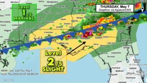 Northern Florida and the Panhandle Face Isolated Severe Storm Threat Thursday as Frontal Boundary Weakens Through the Afternoon