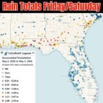 Northern Gulf Coast and South Florida Lead Southeast Rainfall Totals Friday and Saturday With Some Areas Topping 2.68 Inches While Drought Areas See Little Relief