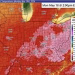Ohio, Indiana, Illinois and West Virginia Face Possible Record Heat With Columbus at 93, Charleston at 95, Cincinnati at 91 and Indianapolis at 90 Degrees Monday May 18