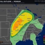 Oklahoma, Kansas, Iowa and Illinois Face a Dangerous Outbreak With EF3 Tornadoes, Giant Hail and Significant Damaging Winds Near Oklahoma City, Wichita, Omaha and Des Moines Monday May 18