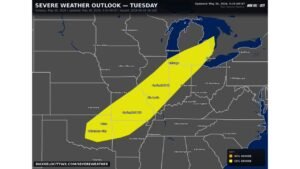 Oklahoma to Michigan Braces for Damaging Winds, Large Hail, and Tornadoes as Severe Weather Returns Tuesday