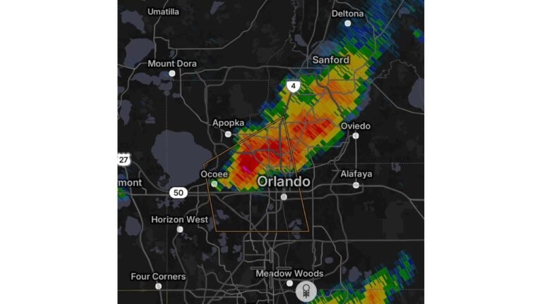 Orlando Florida Hit by Weakly Rotating Supercell Thunderstorm With Quarter Size Hail as Forecasters Watch for Possible Rotation Intensification