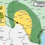 Rio Grande Valley, Texas Hill Country, and Permian Basin Face Slight Risk Severe Weather Tuesday With Baseball Hail, 60 MPH Gusts, and Isolated Tornado Possible South of I-10