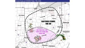 Scattered Storms Roll Across Ohio This Sunday Morning Bringing 40 MPH Gusts and Small Hail to the Southwest