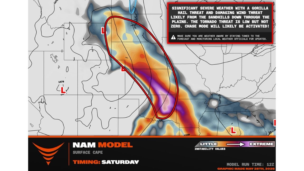 South Dakota, Nebraska and Oklahoma Brace for Significant Severe Weather Saturday With Giant Hail, Damaging Winds and Isolated Tornado Threat