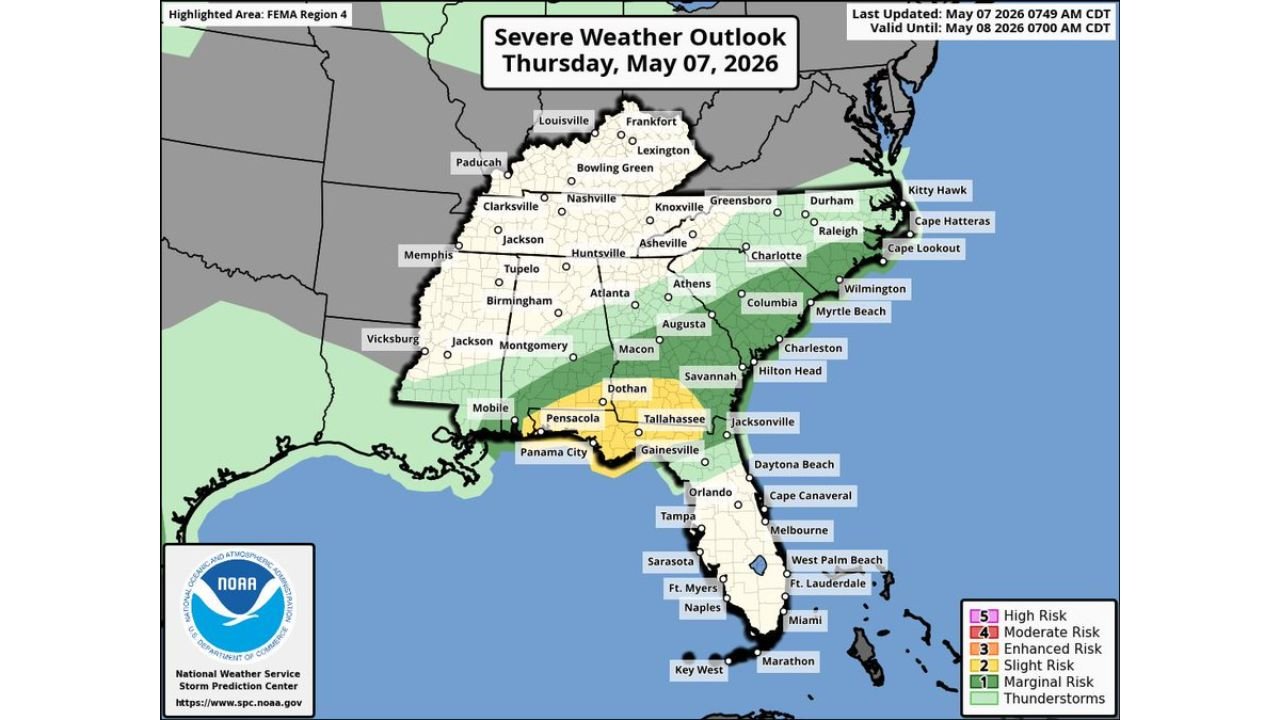 Southeast Alabama, South Georgia, and the Florida Panhandle Are in the Crosshairs for Tornadoes and Damaging Winds Today