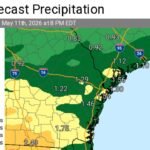 Southeast Georgia and Southeast South Carolina Face Scattered Showers Saturday With Widespread Rain and Storms Sunday Night Through Monday and Up to 2.49 Inches Through May 11