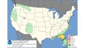 Southern Georgia and North-Central Florida Face Slight Risk Saturday With Further Upgrade to Enhanced Risk Possible as Data Comes In