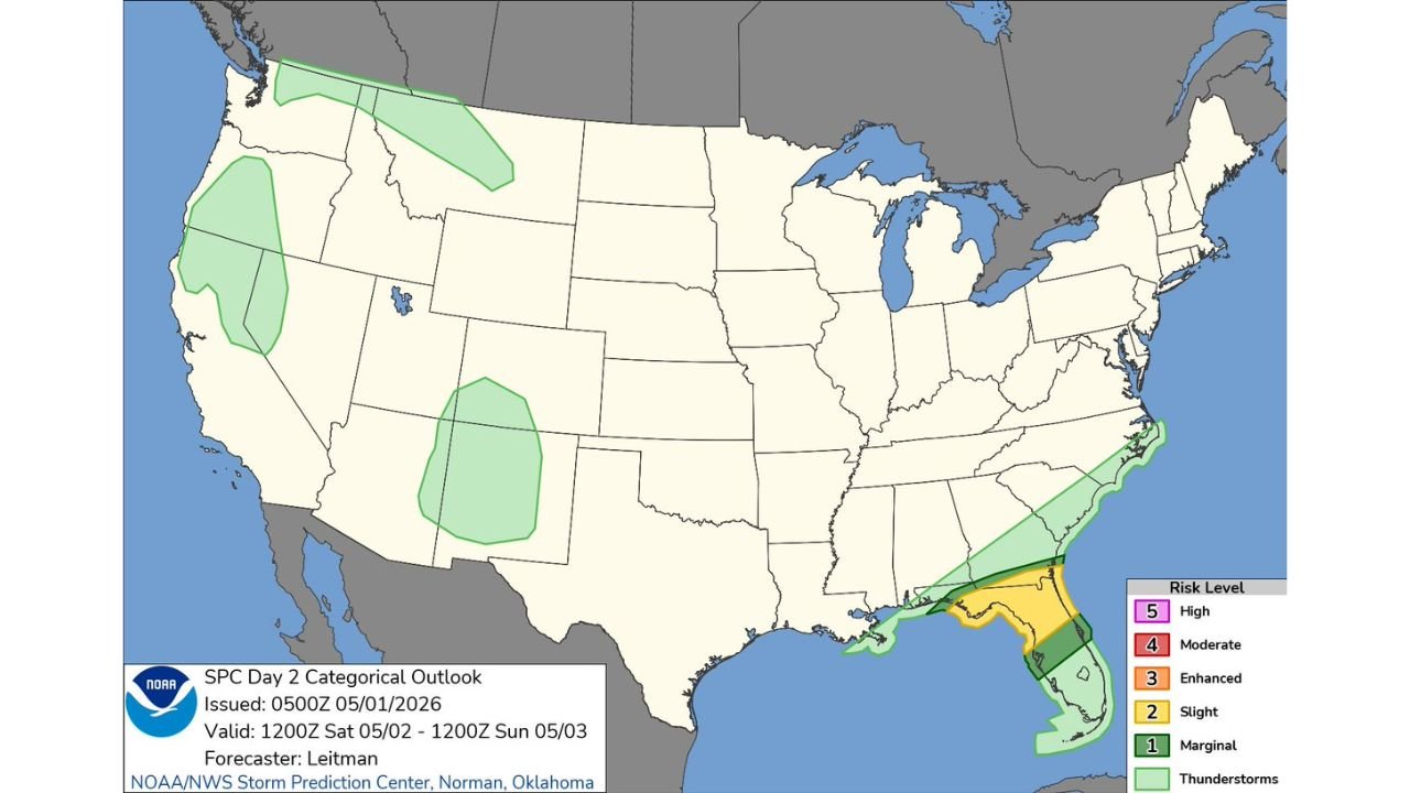 Southern Georgia and North-Central Florida Face Slight Risk Saturday With Further Upgrade to Enhanced Risk Possible as Data Comes In