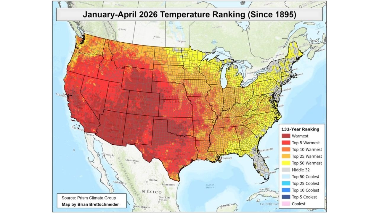 Southwest, California and Arizona Record Warmest Year to Date Temperatures Since 1895 While Sitting Among the 25 Driest on Record