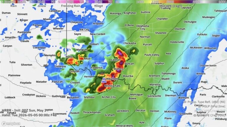 Southwest Oklahoma and North Texas Face Tennis Ball Size Hail, Damaging Gusts and Isolated Tornadoes Monday as Dryline Storms Attempt Cap Break