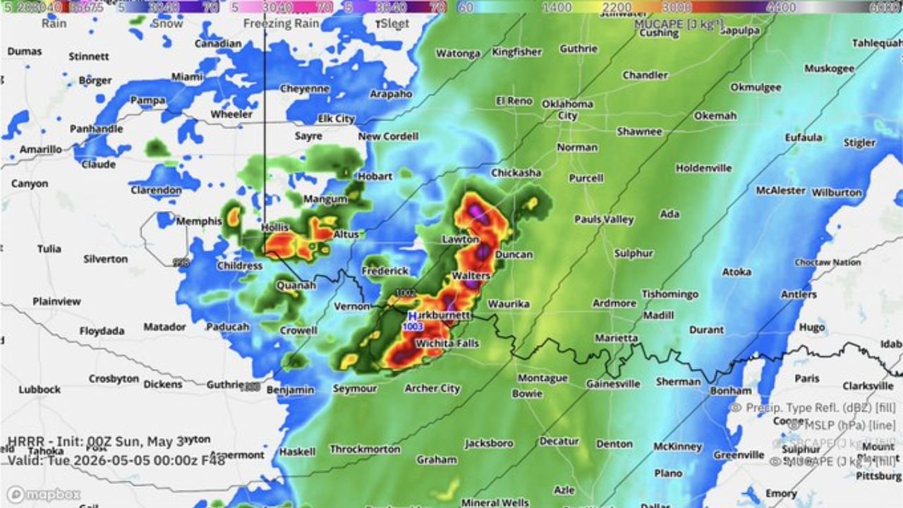 Southwest Oklahoma and North Texas Face Tennis Ball Size Hail, Damaging Gusts and Isolated Tornadoes Monday as Dryline Storms Attempt Cap Break