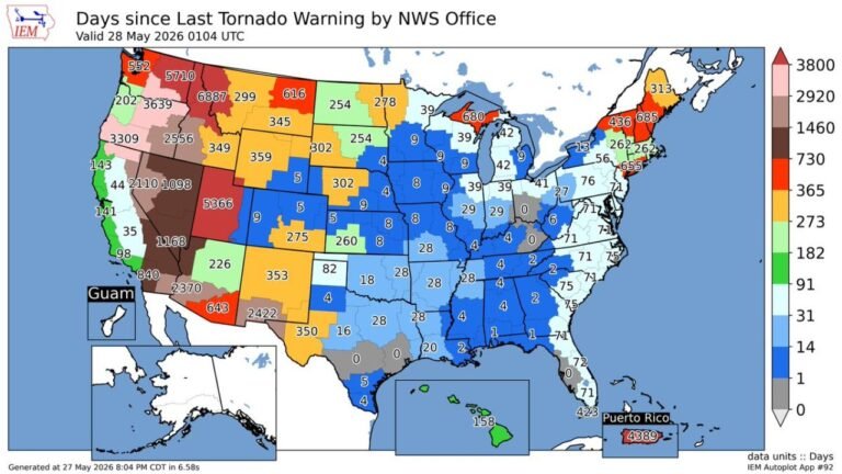 Spring Tornado Season 2026 Mapped: How Long Since Each U.S. Region Last Saw a Tornado Warning