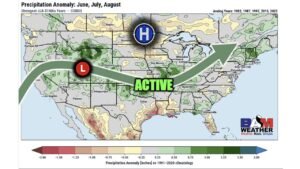Texas, Kansas, Missouri, Tennessee and Ohio Valley Face Wetter Than Normal Summer as Strong El Nino Pattern Sets Up Active Jet Stream Through June, July and August