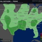 Texas, Oklahoma, Louisiana, Ohio, Georgia, and the Carolinas Face Isolated Damaging Winds, Large Hail, and Tornadoes Saturday May 23 as Memorial Day Weekend Storms Fire From Texas to New Jersey