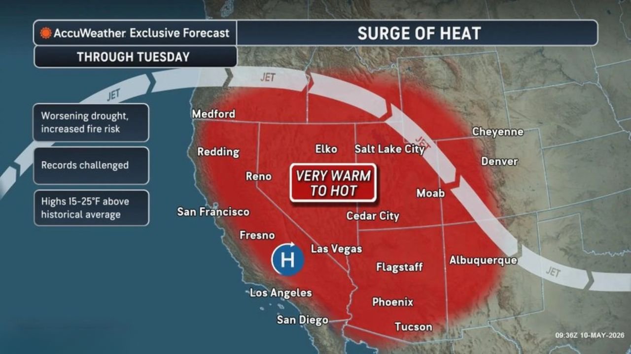 Through Tuesday, Phoenix Nears 110 and Las Vegas Hits 100 as the Southwest's Second Heat Wave Brings Worsening Drought and Rising Fire Risk
