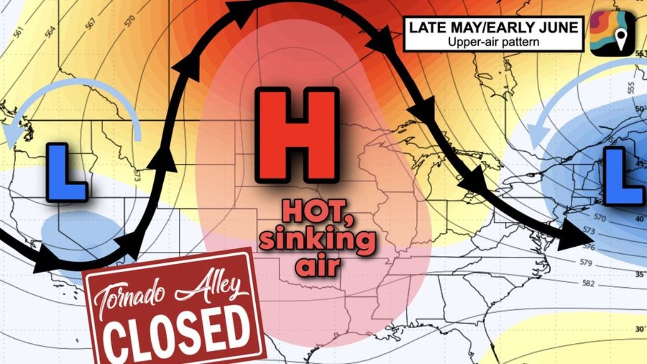 Tornado Alley Shuts Down Through Early June as Omega Block Buries the Plains Under Hot Sinking Air With Oklahoma Tornado-Free and Texas Running 30 Plus Tornadoes Below Average