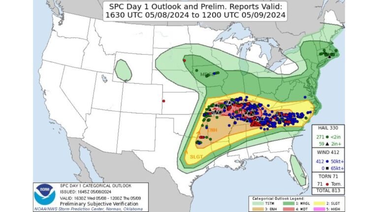 Two Years Ago Today Tennessee, Alabama, and the Mid-South Were Struck by 64 Tornadoes Including a Deadly EF-3 in Columbia, Tennessee on May 8, 2024
