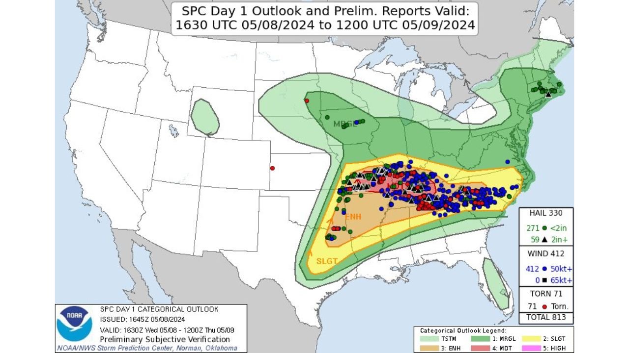 Two Years Ago Today Tennessee, Alabama, and the Mid-South Were Struck by 64 Tornadoes Including a Deadly EF-3 in Columbia, Tennessee on May 8, 2024