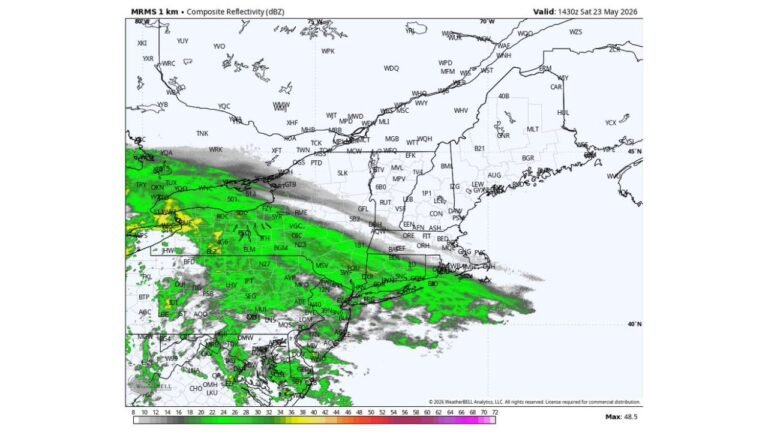 Unexpected Rain Band Sweeps Across the Northeast Saturday Morning Catching Forecast Models Off Guard as Radar Shows Widespread Precipitation From Pennsylvania Through New York and New England