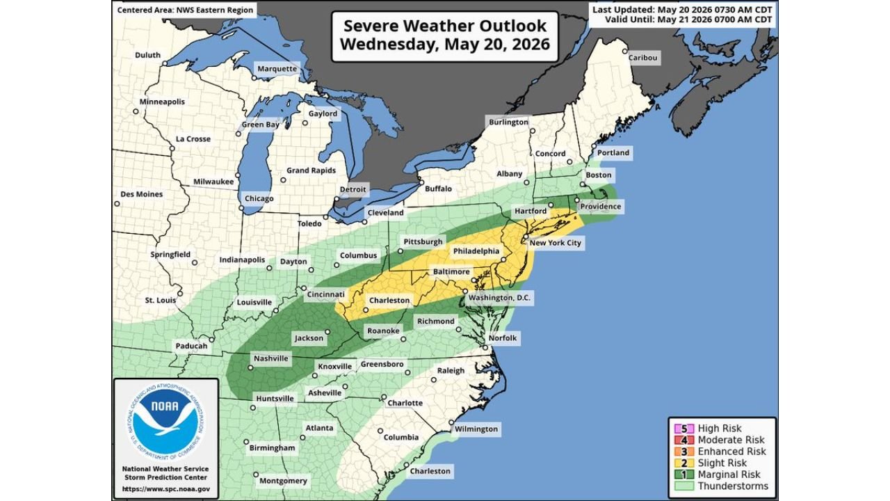 Vigorous Cold Front Targeting Washington DC Baltimore Philadelphia and New York With Damaging Winds and 1 Inch Hail Between 3 and 9 PM Wednesday Before Temperatures Crash From 90s to Upper 60s