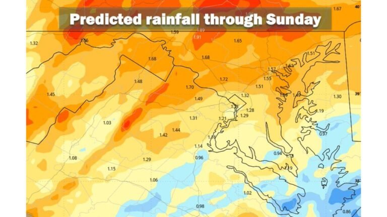 Virginia Maryland and Washington DC to Receive 1 to 3 Inches of Drought-Busting Rain Through Sunday With Friday Delivering the Heaviest 0.5 to 1.5 Inch Totals and Mountain Flooding Possible