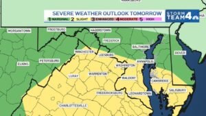 Washington D.C., Northern Virginia, and Southern Maryland Face Slight Risk Severe Weather Wednesday With Heavy Downpours and Stronger Winds Expected During the Early Afternoon