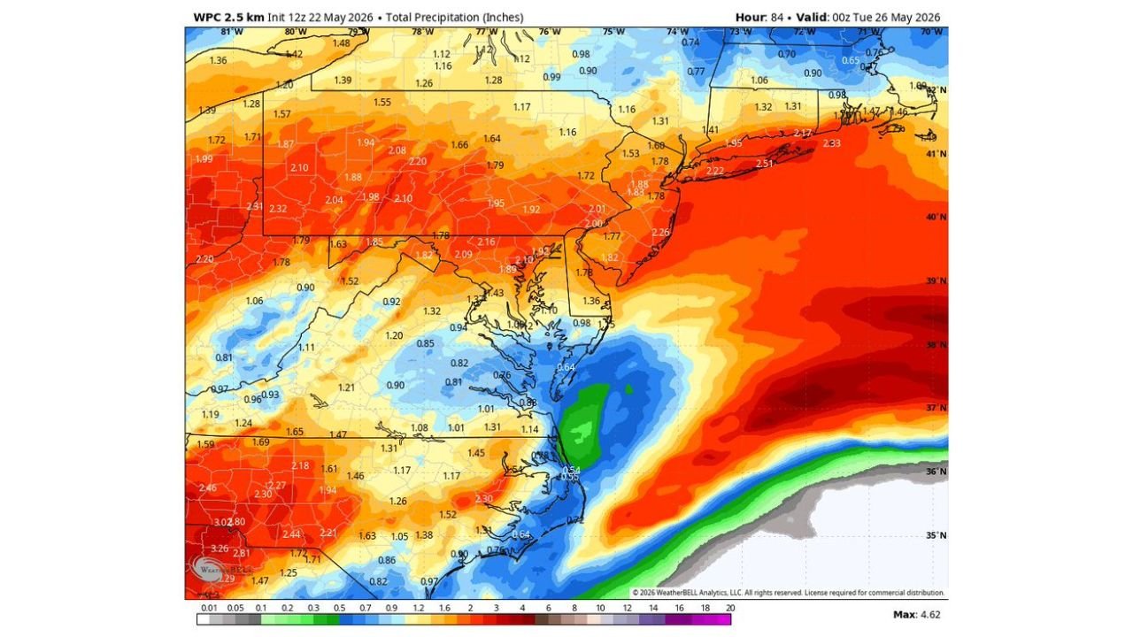 Washington DC, Maryland, Virginia, and Pennsylvania to See 1 to 2 Inches of Rain Through Memorial Day Monday as Holiday Weekend Stays Unsettled With Daily Shower Chances Friday Through Monday