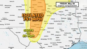 West Texas Including Midland, Amarillo and Lubbock Face Isolated 75 MPH Dry Downburst Threat Under Level 2 Slight Risk Friday May 29
