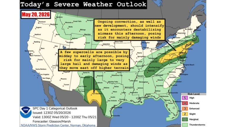 West Texas Supercells Threatening Very Large Hail and Tornadoes While Damaging Winds Target Ohio Indiana Kentucky Pennsylvania Virginia and Maryland on Wednesday May 20
