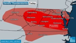 West Virginia and Virginia Bear the Brunt of Severe Thunderstorm Outbreak Stretching From Indiana to Maryland on May 27