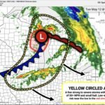 Wisconsin, Michigan, Illinois and Indiana Face Strong to Severe Storms With 50 mph Wind Gusts, Small Hail and Low-End Tornado Risk Near Green Bay Tuesday May 12 This Evening