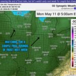 Wisconsin, Michigan and the Lower Midwest Face Final Frost Rounds Into Mid-May With Temperatures Dropping to 30 Degrees Near Green Bay by Monday May 11