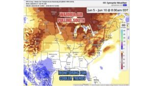 Minnesota, Michigan, Colorado and Washington D.C. Warm Up 4 to 11 Degrees Above Normal June 5 to 10 While Texas, Louisiana and Florida Hold Near Average